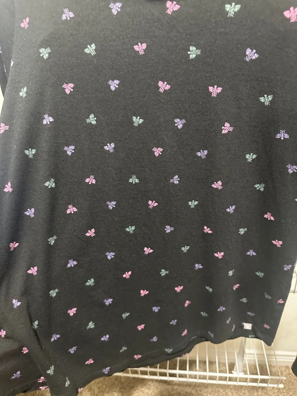 FIGS Black Tee with Pink, Teal & Medical Patterns - Picture 4 of 7